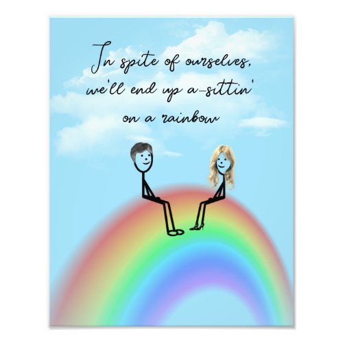 Stick Figure Couple On a Rainbow Photo Print