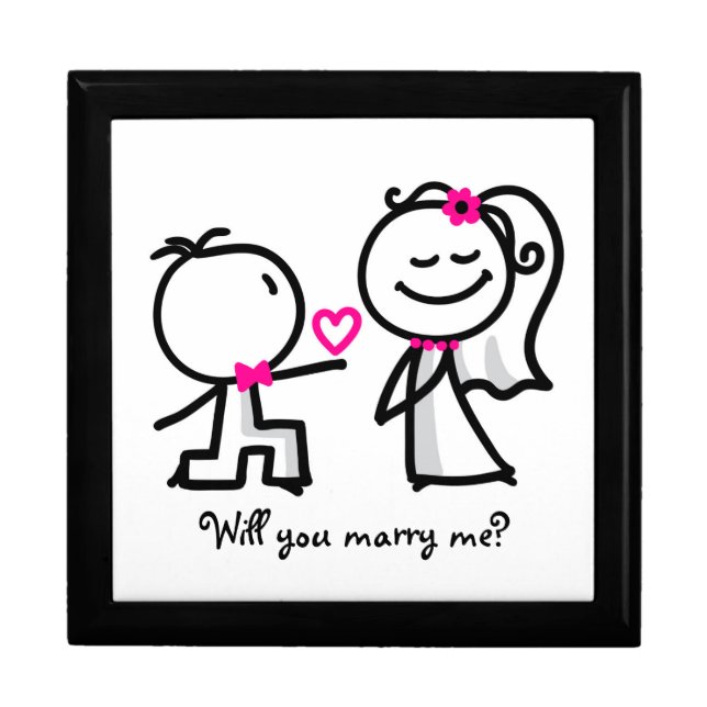 Stick Figure Couple/Proposal Keep Sake Gift Box (Front)