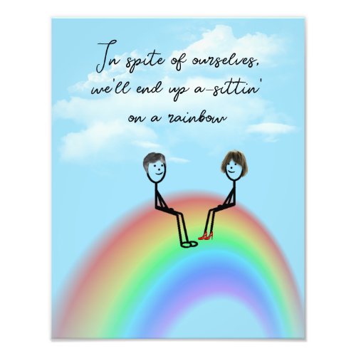 Stick Figure Couple Sitting On a Rainbow Photo Print