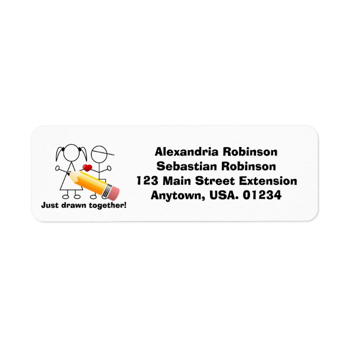 Stick Figure Couple With Heart Drawn Together Return Address Labels