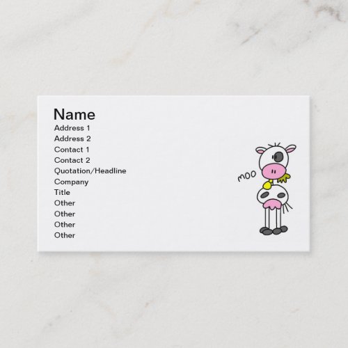 Stick Figure Cow T-shirts and GIfts Business Card