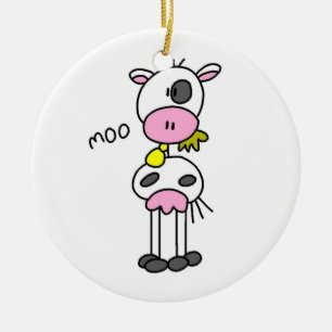 Stick Figure Cow T-shirts and GIfts Ceramic Ornament