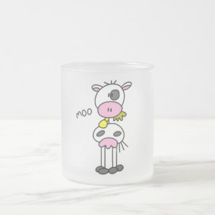 Stick Figure Cow Tshirts and Gifts Frosted Glass Coffee Mug