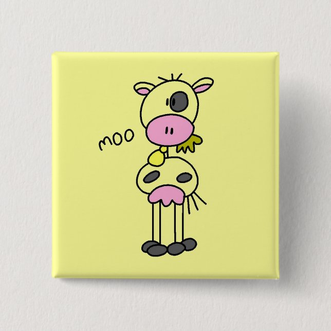 Stick Figure Cow Tshirts and Gifts Pinback Button (Front)