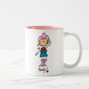 Stick Figure Cowgirl in Pink Hat/Boots Mug
