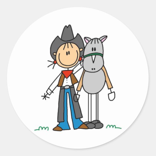 Stick Figure Cowgirl with Horse Stickers