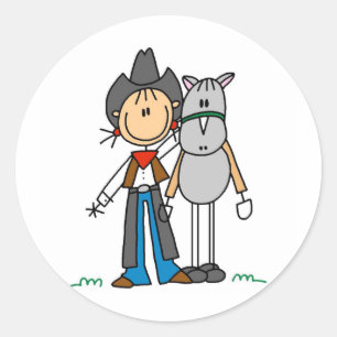 Stick Figure Cowgirl with Horse Stickers