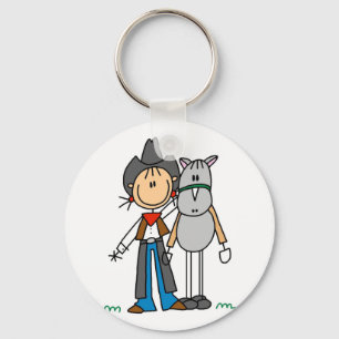 Stick Figure Cowgirl with Horse Tshirts Keychain