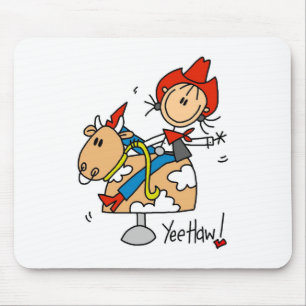 Stick Figure Cowgirl Yee Haw Mousepad