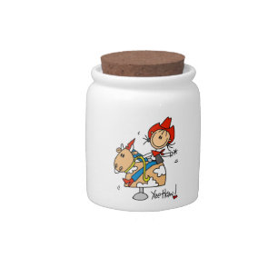 Stick Figure Cowgirl Yee Haw T-shirts and Gifts Candy Jar