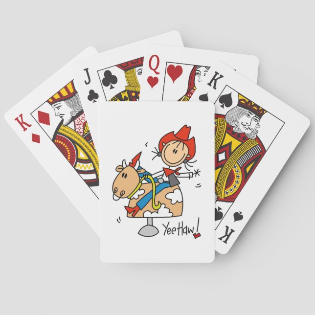 Stick Figure Cowgirl Yee Haw T-shirts and Gifts Poker Cards (Back)