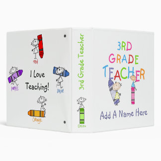 Stick Figure Crayons 3rd Grade Teacher Binder