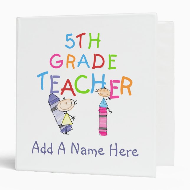 Stick Figure Crayons 5th Grade Teacher Binder (Front/Inside)