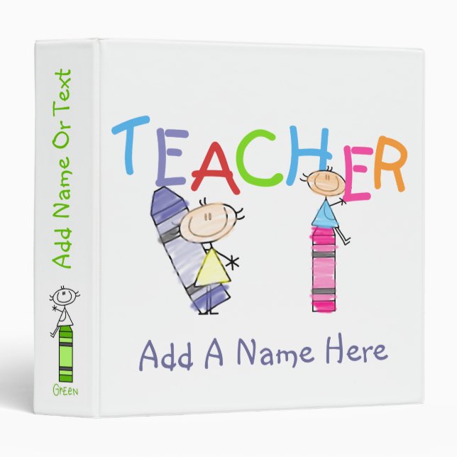 Stick Figure Crayons Teacher Binder (Front/Spine)