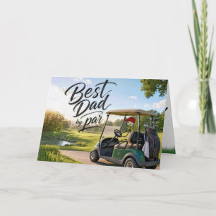 Stick Figure Dad Golfer in a Golf Cart Card