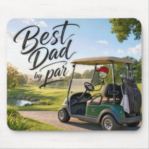 Stick Figure Dad Golfer in a Golf Cart Mouse Pad