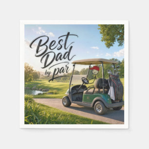 Stick Figure Dad Golfer in a Golf Cart Napkins