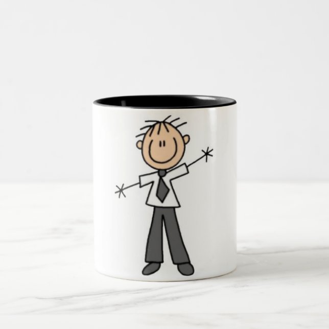 Stick Figure Dad Two-Tone Coffee Mug (Center)