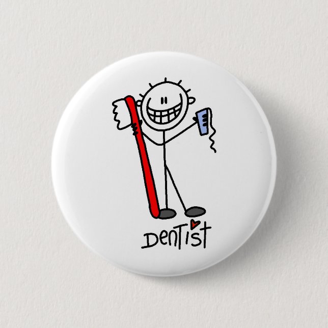 Stick Figure Dentist Pinback Button (Front)