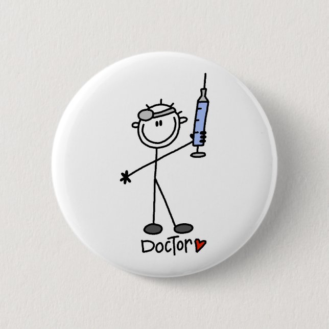 Stick Figure Doctor Pinback Button (Front)