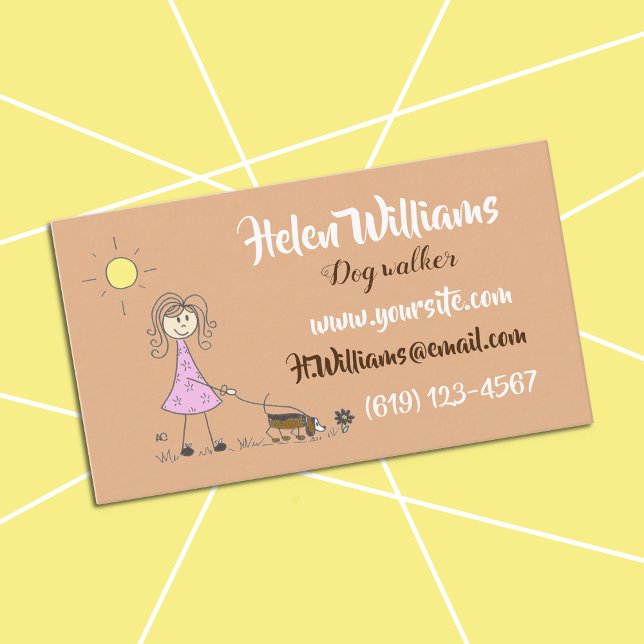 Stick figure dog walking business cards (Creator Uploaded)
