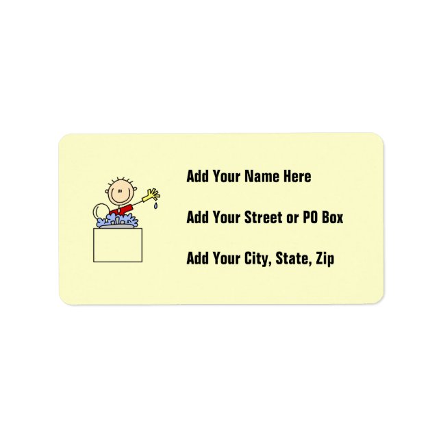 Stick Figure Doing Dishes Label (Front)