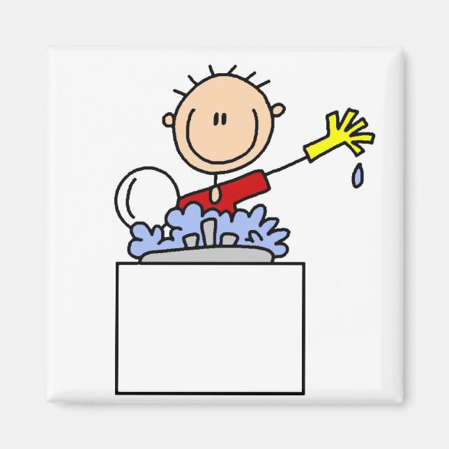 Stick Figure Doing Dishes Magnet (Front)
