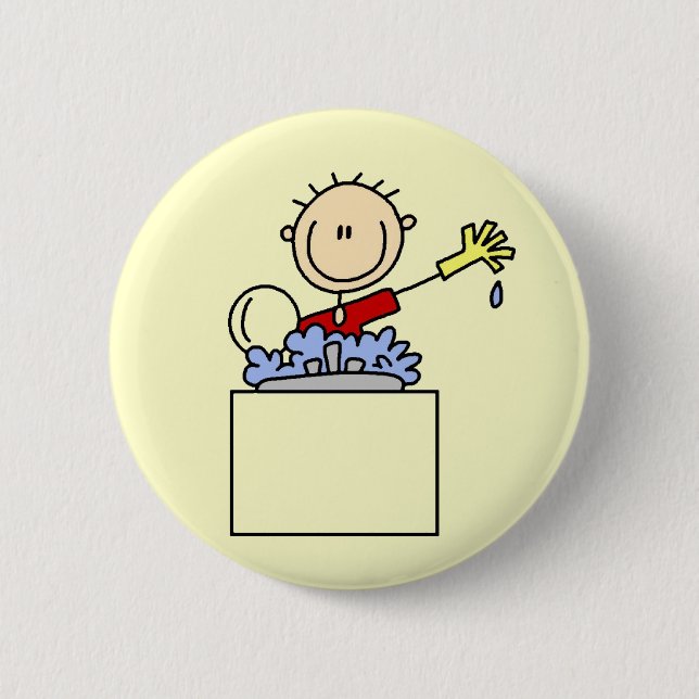 Stick Figure Doing Dishes Tshirts and Gifts Button (Front)