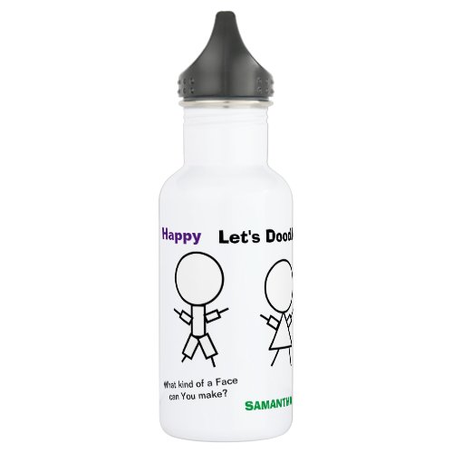 Stick Figure Doodle Faces Color Me Stainless Steel Water Bottle