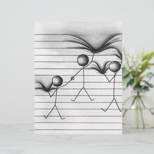 Stick Figure Drawing of Hanging on Lines (Standing Front)