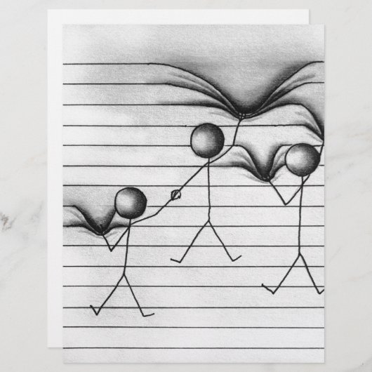 Stick Figure Drawing of Hanging on Lines (Front/Back)