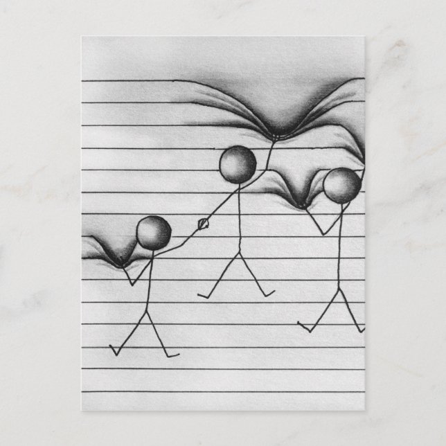 Stick Figure Drawing of Hanging on Lines Postcard (Front)