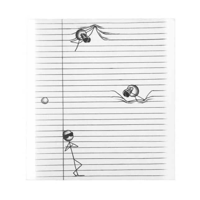 Stick Figure Drawing of Spies and Spy on Lines Notepad (Front)