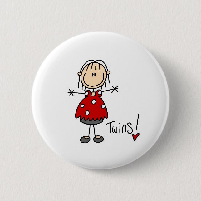Stick Figure Expecting Twins Button (Front)