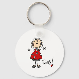 Stick Figure Expecting Twins Keychain