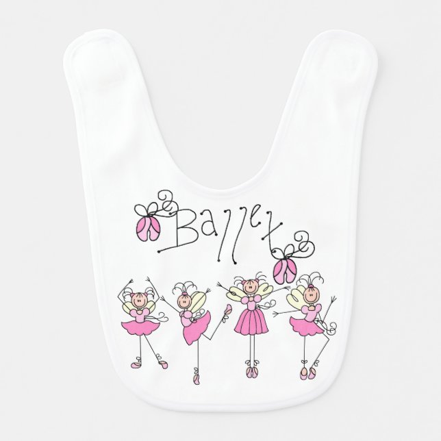Stick Figure Fairy Ballerinas Bib (Front)