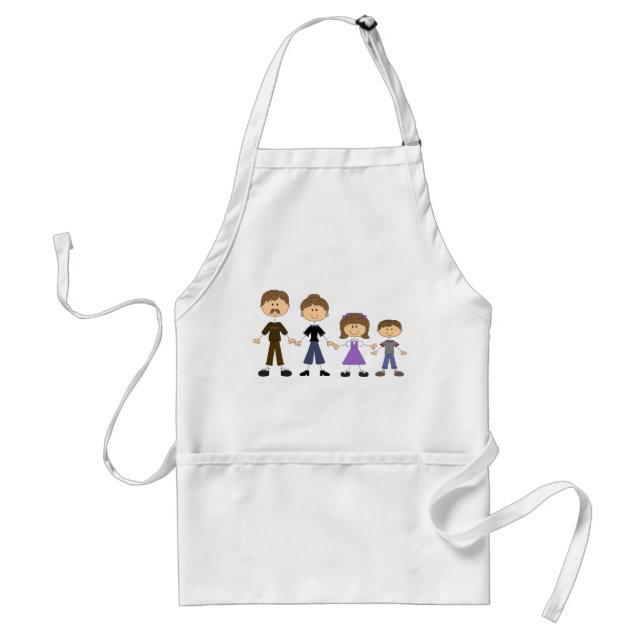 Stick Figure Family Adult Apron (Front)
