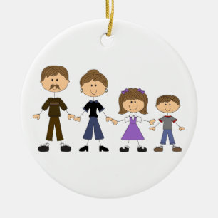 Stick Figure Family Ceramic Ornament