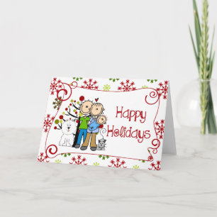 Stick Figure Family Christmas Holiday Card