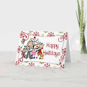 Stick Figure Family Christmas Holiday Card