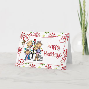 Stick Figure Family Christmas Holiday Card