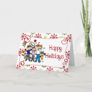 Stick Figure Family Christmas Holiday Card