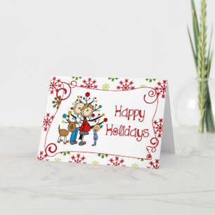 Stick Figure Family Christmas Holiday Card
