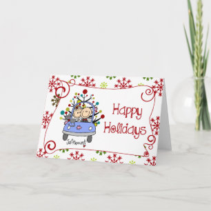 Stick Figure Family Christmas Holiday Card