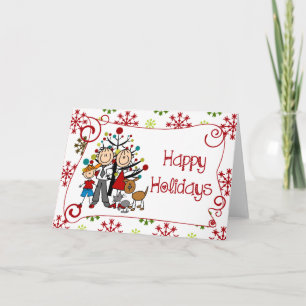Stick Figure Family Christmas Holiday Card