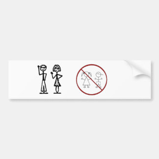 Stick figure family (no kids) bumper sticker