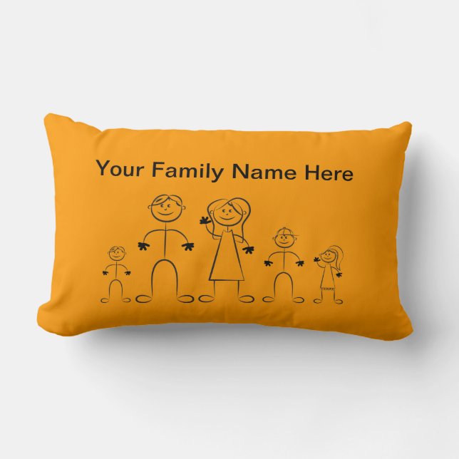 Stick Figure Family Pillow (Front)