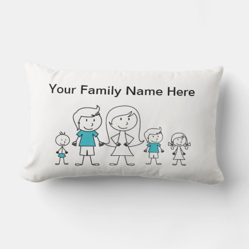 Stick Figure Family Pillow