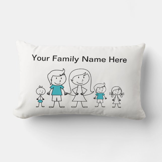 Stick Figure Family Pillow (Front)