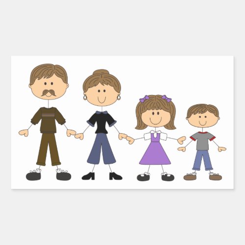 Stick Figure Family Rectangular Sticker